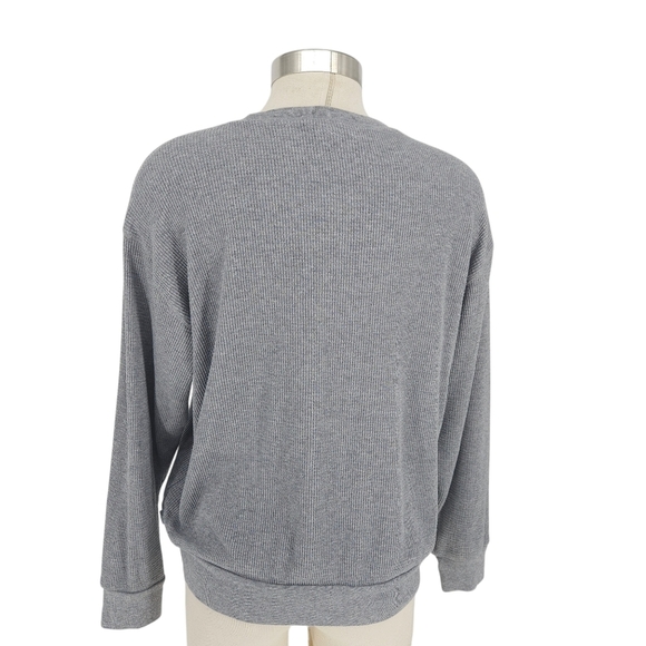 Aritzia Tna Nelson Thermal Shirt Dover Gray Waffle Knit Long Sleeve Top Small - Picture 5 of 9